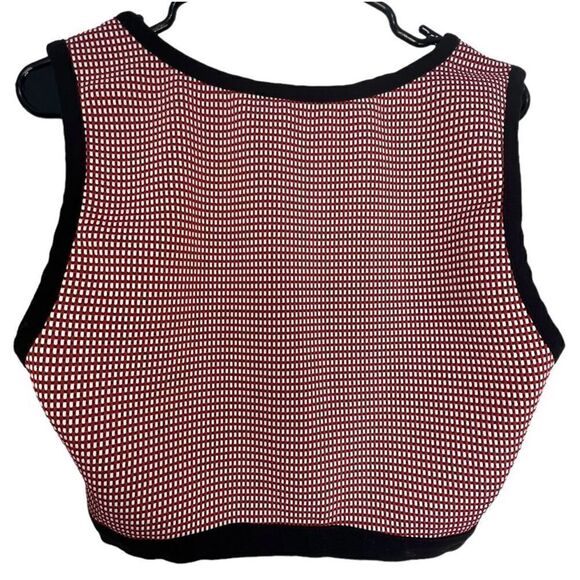 ZARA Black and Red Zip Up Front Ultra Cropped Stretchy Tank Top - Picture 4 of 5